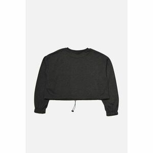 Trendyol Anthracite Pocket Crop Raised Thick Knitted Sweatshirt kép