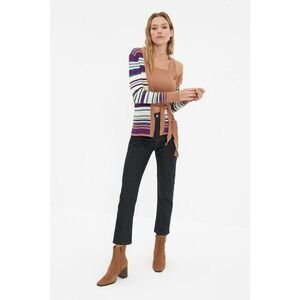 Trendyol Camel Striped Blouse- Cardigan Knitwear Suit kép