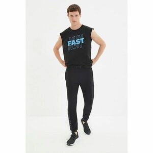 Trendyol Black Men Regular Fit Printed Mesh Detailed Sweatpants kép