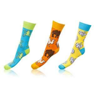 Bellinda CRAZY SOCKS 3x - Fun crazy socks 3 pairs - light blue - orange - yellow kép