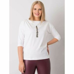Women's plus size white blouse with print kép