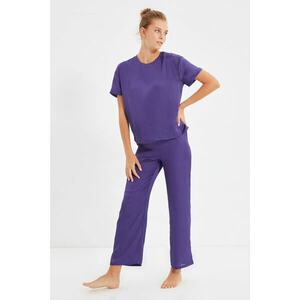 Trendyol Purple Woven Satin Pajamas Set kép