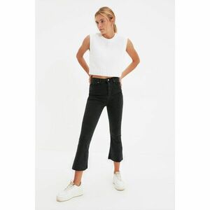 Trendyol Anthracite Cut Out High Waist Crop Flare Jeans kép