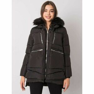 Women's black winter jacket with a hood kép