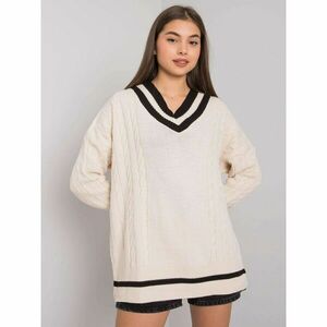 Cream loose women's sweater kép