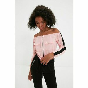 Trendyol Pink Super Crop Zipper Knitted Slim Sweatshirt kép