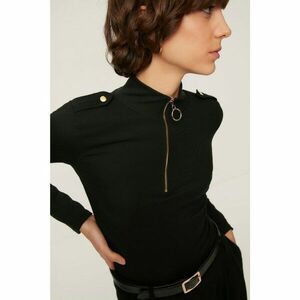 Trendyol Black Zipper Detailed Knitted Body kép