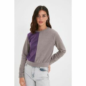 Trendyol Gray Color Block Basic Fleece Knitted Sweatshirt kép