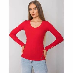 RUE PARIS Women's red blouse with long sleeves kép