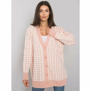 RUE PARIS Light pink and white patterned button-up sweater kép