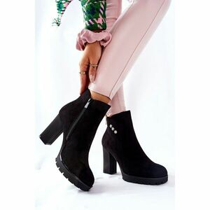 Suede Boots On High Heel Black Lagerlla kép