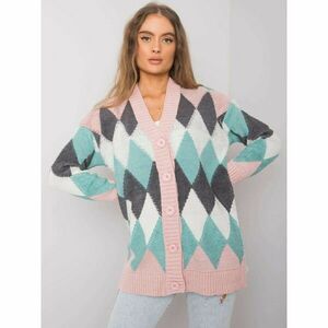 RUE PARIS Pink and mint patterned sweater kép