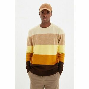 Trendyol Yellow Men Regular Fit Crew Neck Color Block Sweater kép