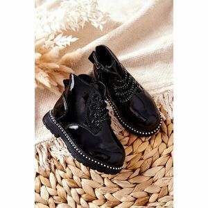 Leather Children's Boots Lacquered Black Maris kép