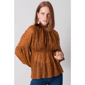 BSL Brown patterned blouse with puff sleeves kép