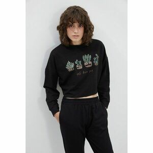 Trendyol Black Loose Crop Printed Knitted Sweatshirt kép