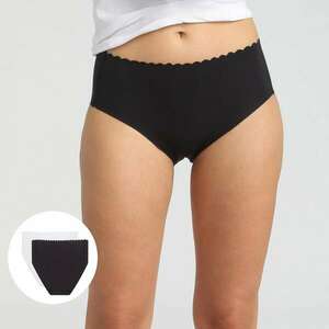 DIM BODY TOUCH HIGH BRIEF 2x - Women's cotton panties with higher waist 2 - black - white kép