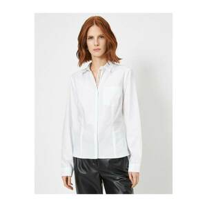 Koton Women's White Stripe And Pocket Detailed Cotton Shirt kép