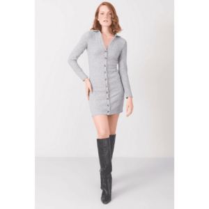 Gray fitted dress with stripes from BSL kép