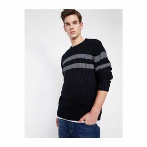Koton Men's Navy Blue Striped Knitwear Sweater kép