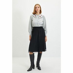 Trendyol Black Tulle Pleat Knitted Skirt kép