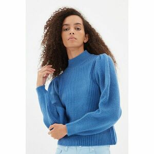 Trendyol Blue Sleeve Detailed Corduroy Knitwear Sweater kép