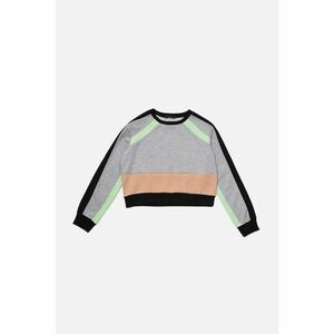 Trendyol Gray Color Block Stripe Detailed Basic Knitted Sweatshirt kép