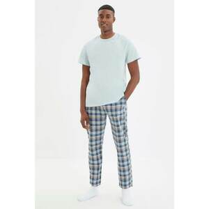 Trendyol Navy Blue Men's Regular Fit Plaid Pajama Bottoms kép