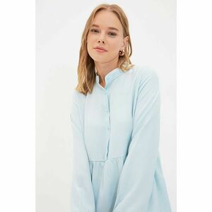 Trendyol Blue Stand Up Collar Buttoned Flounce Tunic kép