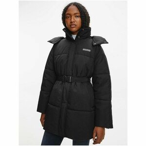Black Women's Quilted Winter Coat with Hood Calvin Klein - Women kép