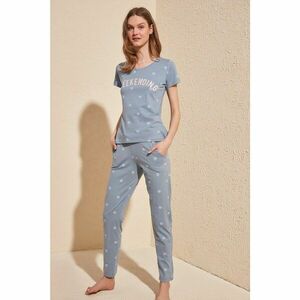 Trendyol Blue Polka Dot Knitted Pajamas Set kép
