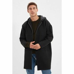 Trendyol Black Men's Hooded Zipper Oversize Coat kép