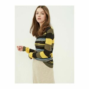 Koton Women's Yellow Striped Sweater kép