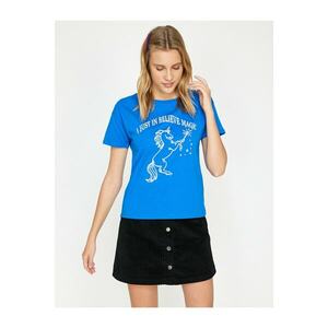 Koton Women's Blue Printed T-Shirt kép