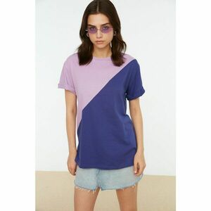 Trendyol Purple Color Block Boyfriend Pattern Knitted T-Shirt kép