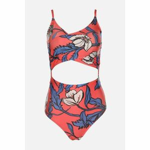 Trendyol Red Floral Patterned Tie Detailed Swimsuit kép