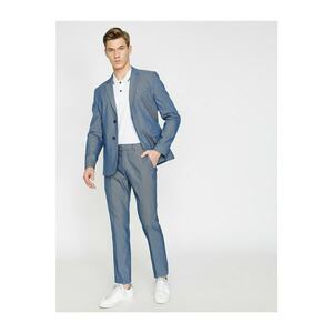 Koton Men's Blue Normal Waist Slim Fit Pocket Detailed Trousers kép