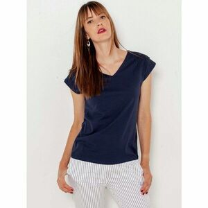 Dark Blue T-Shirt with Decorative Details CAMAIEU - Women kép
