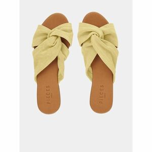 Yellow Suede Slippers Pieces Nellie - Women kép