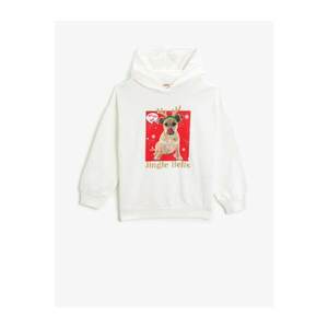 Koton Christmas Themed Hooded Sweatshirt Cotton Long Sleeve kép