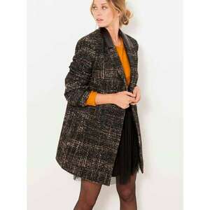 Dark grey brindle coat with wool admixture CAMAIEU - Women kép