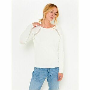 White Lightweight Sweater with Decorative Details CAMAIEU - Women kép