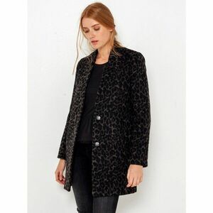 Black coat with leopard pattern CAMAIEU - Women kép