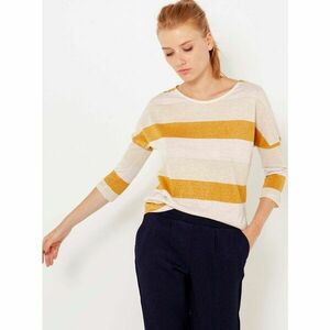 Mustard-cream striped T-shirt CAMAIEU - Women kép