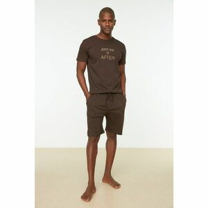 Trendyol Brown Men's Regular Fit Printed Pajamas Set kép