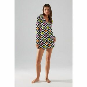 Trendyol Multi Color Checkerboard Printed Knitted Pajamas Set kép