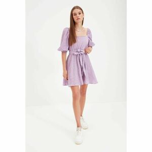 Trendyol Purple Belted Square Collar Dress kép