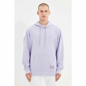 Trendyol Lilac Men's Hoodie Oversize Slogan Label Sweatshirt kép