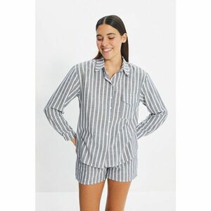 Trendyol Blue Striped Woven Pajamas Set kép