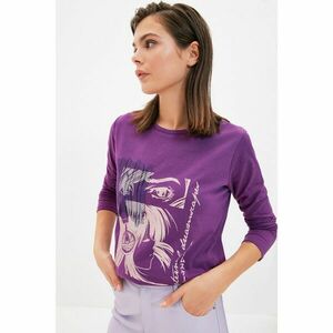 Trendyol Purple Basic Front and Back Printed Knitted T-Shirt kép